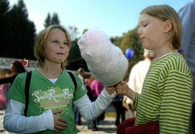 Two Little Girls Enjoying Our Cotton Candy